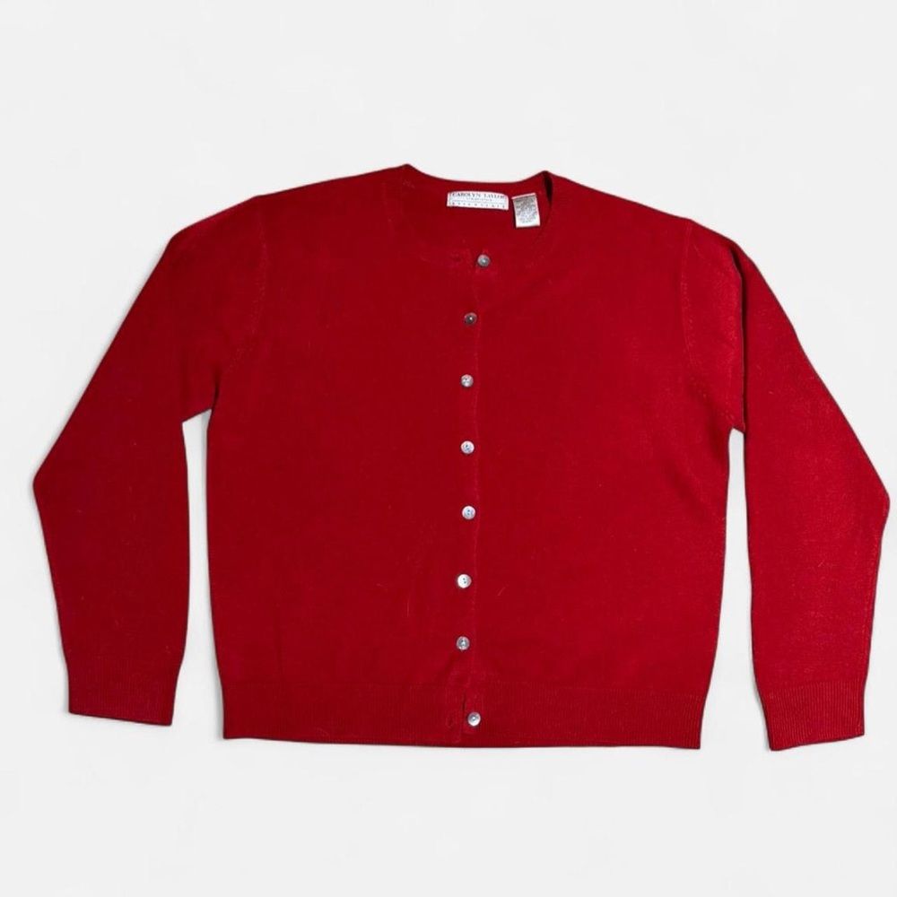 Vintage Carolyn Taylor Red Button-Up Cardigan
